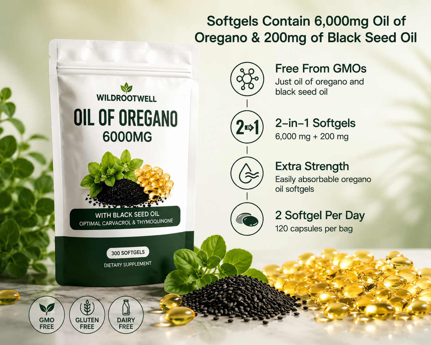Oregano Oil 6000MG- Gut& Immune Support